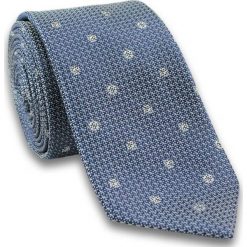 Elegancki Krawat Męski, Delikatna Faktura, Kropki -Chattier- Niebiesko-Biały KRCH0885. Niebieskie krawaty męskie Chattier, bez wzorów, z tkaniny, eleganckie. Za 40,00 zł.