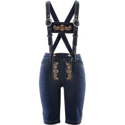 Boyfriendy damskie: Dżinsy ludowe na szelkach bonprix ciemny denim