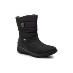 RIEKER Z7082-00. Czarne botki damskie Rieker, ze skóry ekologicznej, bez obcasa, bez zapięcia. Za 309,99 zł.