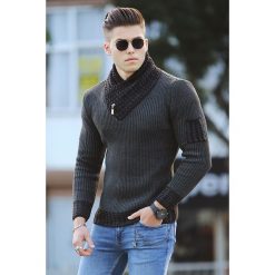 Sweter męski MATHEW GRAFIT. Szare swetry męskie Sweter męski MATHEW GRAFIT, s, bez wzorów, bez kołnierzyka, bez kaptura. W wyprzedaży za 79,00 zł.