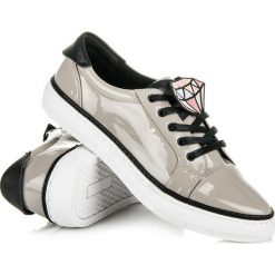 Trampki damskie slip on: Lakierowane sznurowane trampki SOLANA