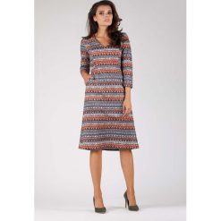 Boho Trapezowa Wizytowa Sukienka Midi z Kieszeniami. Pomarańczowe sukienki damskie marki Molly.pl, do pracy, s, bez wzorów, biznesowe, bez kołnierzyka, bez rękawów, midi, trapezowe. W wyprzedaży za 121,41 zł.