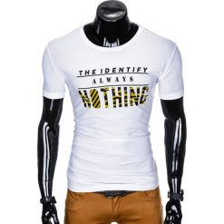 T-shirt męski z nadrukiem S988 - biały. Białe t-shirty męskie Ombre Clothing, s, z nadrukiem, bez kołnierzyka. Za 15,99 zł.