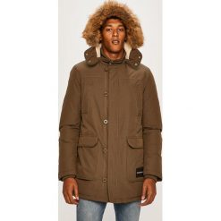 Calvin Klein Jeans - Parka puchowa. Czarne płaszcze męskie Calvin Klein Jeans, xl, bez wzorów, z bawełny, długie, z kapturem. W wyprzedaży za 999,90 zł.