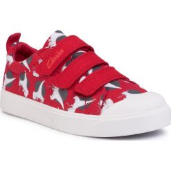 Tenisówki CLARKS - City Vibe K 261491267 Red Interest. Czerwone trampki chłopięce Clarks, bez wzorów, z gumy, na rzepy. Za 159,00 zł.