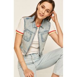 Wrangler - Bezrękawnik jeansowy. Niebieskie kurtki damskie Wrangler, s, bez wzorów, z bawełny. Za 269,90 zł.