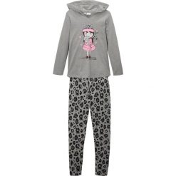 Shirt dziewczęcy + legginsy (2 części) bonprix jasnoszary melanż - jasnoróżowy z nadrukiem. Szare legginsy dziewczęce bonprix, z nadrukiem, z elastanu. Za 64,99 zł.