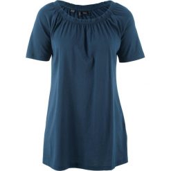 Shirt, krótki rękaw bonprix ciemnoniebieski. Niebieskie koszulki damskie bonprix, bez wzorów, bez kołnierzyka, z krótkim rękawem. Za 34,99 zł.