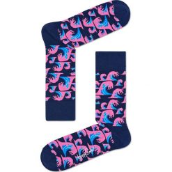 Happy Socks - Skarpety Wave. Niebieskie skarpetki męskie marki Happy Socks, z bawełny. W wyprzedaży za 27,90 zł.