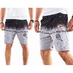 Krótkie spodenki męskie szare Recea. Szare spodenki i szorty męskie Recea, xxl, z aplikacjami, z bawełny, krótkie. Za 49,99 zł.