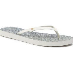 Japonki TORY BURCH - Leather Flip Flop 55674 New Ivory/Navy Gemini Link Jacquard 975. Białe klapki damskie Tory Burch, bez wzorów, ze skóry, bez obcasa. W wyprzedaży za 239,00 zł.