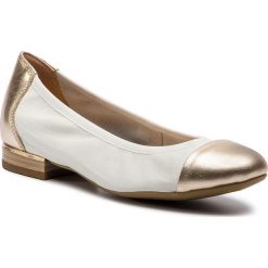 Baleriny CAPRICE - 9-22156-22 White/Gold 107. Białe klasyczne baleriny damskie Caprice, bez wzorów, ze skóry, bez obcasa. Za 239,90 zł.