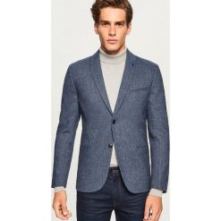 Marynarka w jodełkę slim fit - Granatowy. Niebieskie marynarki męskie slim fit Reserved. Za 269,99 zł.