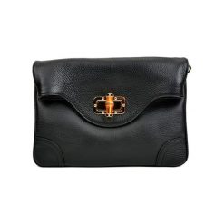 Skórzana kopertówka w kolorze czarnym - (S)30 x (W)20 cm. Czarne kopertówki damskie Black Friday Bags, w paski, ze skóry, na ramię, bez dodatków. W wyprzedaży za 229,95 zł.