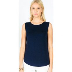 Top "Sud" w kolorze granatowym. Niebieskie bluzki damskie Ateliers de la maille Paris, bez wzorów, z materiału, z okrągłym kołnierzem. W wyprzedaży za 150,95 zł.