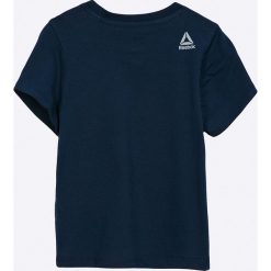 Reebok - Top dziecięcy 104-164 cm. Czarne bluzki dziewczęce marki Reebok, z nadrukiem, z bawełny, z okrągłym kołnierzem. W wyprzedaży za 39,90 zł.