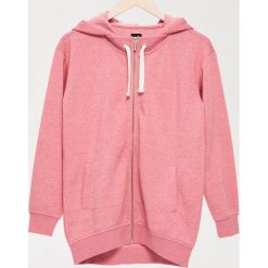 Bluzy damskie: Rozpinana bluza z kapturem - Różowy