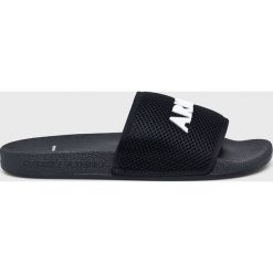 Armani Exchange - Klapki. Niebieskie kapcie męskie Armani Exchange, z materiału, bez zapięcia. W wyprzedaży za 169,90 zł.