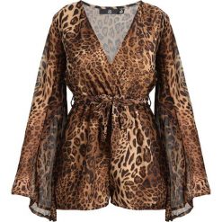 Kombinezony damskie: Missguided Petite LEOPARD PRINT BELTED PLAYSUIT Kombinezon black/brown
