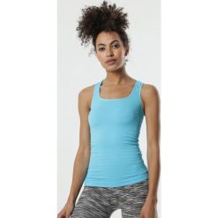 Niebieski Top Taylie. Niebieskie bluzki damskie Born2be, s, bez wzorów, z dzianiny, z okrągłym kołnierzem, bez rękawów. Za 29,99 zł.