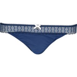 Stringi "Anouk" w kolorze granatowym. Niebieskie stringi damskie Lascana & Co., w koronkowe wzory, z koronki. W wyprzedaży za 29,95 zł.