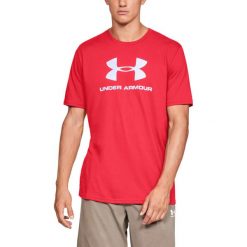 Under Armour Sportstyle Koszulka Czerwony. Czerwone podkoszulki męskie Under Armour, l, z nadrukiem, z bawełny, z krótkim rękawem. Za 119,95 zł.