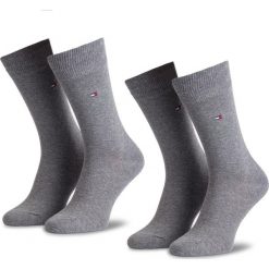 Zestaw 2 par wysokich skarpet męskich TOMMY HILFIGER - 371111 Middle Grey Melange 758. Szare skarpetki męskie TOMMY HILFIGER, bez wzorów, z elastanu. Za 49,99 zł.