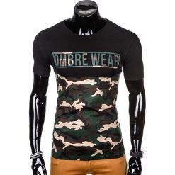 T-SHIRT MĘSKI Z NADRUKIEM S1008 - BRĄZOWY/MORO. Brązowe t-shirty męskie z nadrukiem Ombre Clothing, m. Za 35,00 zł.