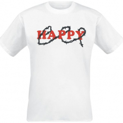 Bring Me The Horizon Happy T-Shirt biały. Białe t-shirty męskie z nadrukiem marki Bring Me The Horizon, l, z okrągłym kołnierzem. Za 74,90 zł.