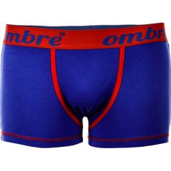 BOKSERKI MĘSKIE U03 - MIX 3-PAK. Niebieskie bokserki męskie marki Ombre Clothing, z napisami, z elastanu. Za 35,00 zł.