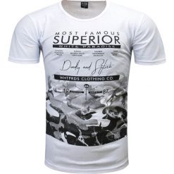 Koszulka męska t-shirt z nadrukiem biały Recea. Białe koszulki męskie Recea, xl, z nadrukiem, z bawełny, bez kołnierzyka, bez rękawów. Za 19,99 zł.