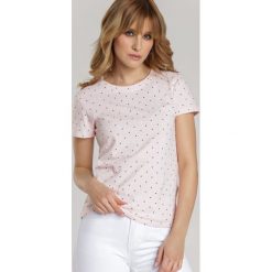 Jasnoróżowy T-shirt Opiris. Różowe bluzki damskie Renee, s, bez wzorów, klasyczne, z okrągłym kołnierzem. Za 39,99 zł.