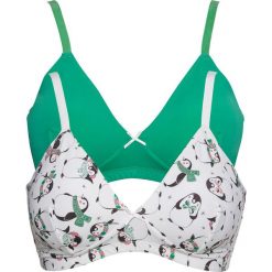 Biustonosz bonprix biel wełny z nadrukiem + zielony. Białe biustonosze bonprix, z nadrukiem, z wełny. Za 45,98 zł.
