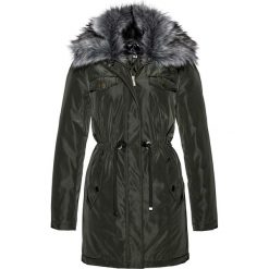 Kurtka parka ze sztucznym futerkiem bonprix nocny oliwkowy. Zielone kurtki damskie bonprix. Za 99,99 zł.