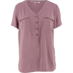 Bluzka z wiskozy, krótki rękaw bonprix matowy fioletowy. Fioletowe bluzki damskie marki bonprix, z wiskozy, z krótkim rękawem. Za 54,99 zł.
