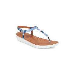Sandały FitFlop TIA TOE-THONG. Niebieskie sandały damskie FitFlop, bez wzorów, bez obcasa, bez zapięcia. W wyprzedaży za 328,30 zł.