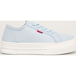 Levi's - Trampki. Niebieskie koturny damskie Levi's®, bez wzorów, z materiału, na sznurówki. Za 189,90 zł.
