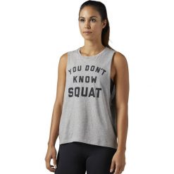 Topy sportowe damskie: Reebok Koszulka damska Dont Know Squat Tank szara r. M (BR3069)