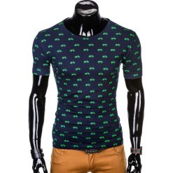 T-SHIRT MĘSKI Z NADRUKIEM S1004 - GRANATOWY. Niebieskie t-shirty męskie z nadrukiem Ombre Clothing, m. Za 35,00 zł.