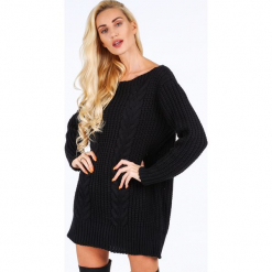Czarny długi sweter oversize 0207. Czarne swetry oversize damskie Fasardi. Za 89,00 zł.
