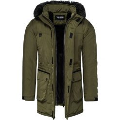 Kurtka męska parka z kapturem khaki Recea. Brązowe kurtki męskie Recea, na zimę, xl, bez wzorów, z bawełny, z kapturem. Za 249,99 zł.