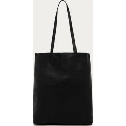 Answear Lab - Torebka skórzana. Czarne torby damskie na zakupy Answear Lab, w paski, ze skóry, na ramię, duże, bez dodatków. Za 199,90 zł.