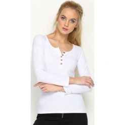Biała Bluzka Consensus. Białe bluzki longsleeves Born2be, l, z okrągłym kołnierzem. Za 24,99 zł.