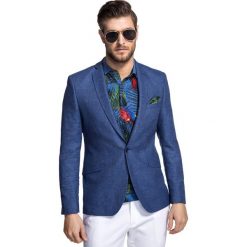 Marynarka RAFFAELLO MANS000245. Niebieskie marynarki męskie Giacomo Conti, na lato, m, bez wzorów, z bawełny, klasyczne. Za 599,00 zł.