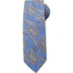 Męski Krawat Chattier - Niebieski, Duży Wzór Paisley KRCH1029. Niebieskie krawaty męskie Chattier, bez wzorów, z tkaniny, eleganckie. Za 39,00 zł.