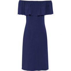 Sukienka letnia z dżerseju z dekoltem "carmen" bonprix kobaltowy. Niebieskie sukienki damskie bonprix, na lato, bez wzorów, z elastanu, bez kołnierzyka, bez rękawów. Za 59,99 zł.