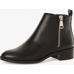 ONLY - Botki damskie – Onlbright Structure, czarny. Czarne botki damskie ONLY, ze skóry, eleganckie, bez obcasa, na zamek. Za 179,95 zł.