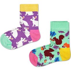 Happy Socks - Skarpetki dziecięce Bunny (2-pack). Różowe skarpetki dziewczęce Happy Socks, bez wzorów, z elastanu. Za 39,90 zł.