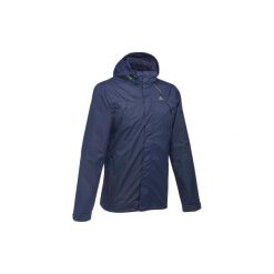 Kurtka turystyczna MH100 WTP męska. Niebieskie kurtki męskie QUECHUA, xl, bez wzorów, z poliesteru, bez kaptura. Za 139,99 zł.