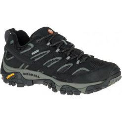 Merrell Buty Turystyczne Moab 2 Gtx Black 6,5 (40). Czarne buty sportowe damskie marki Merrell, bez wzorów, ze skóry, sportowe, wspinaczkowe, gore-tex. Za 379,00 zł.